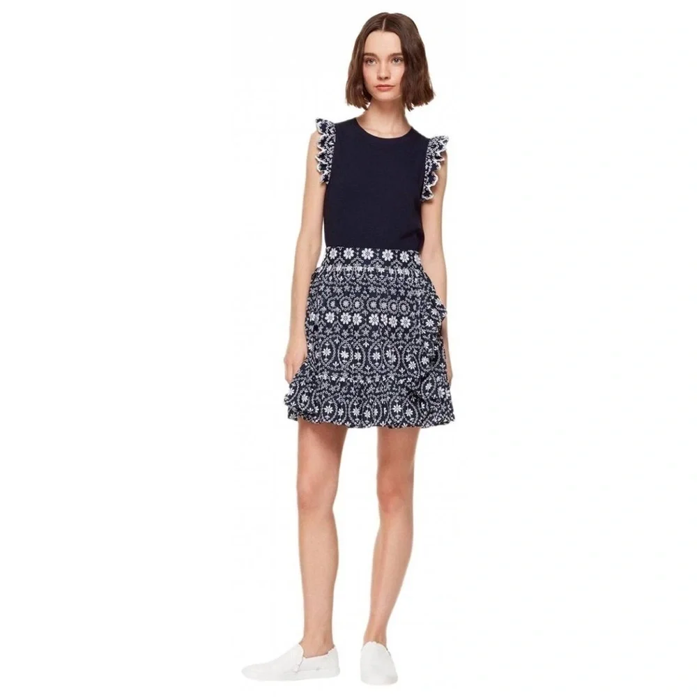 Kate Spade Shore Thing Eyelet Wrap Mini Skirt Size 12